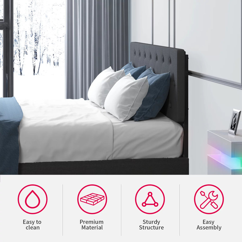 Light Grey Full Size Bed Frame with 4 Storage Drawers V971231