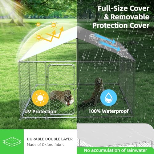 7.8x7.8 FT Heavy Duty Outdoor Dog Kennel with Waterproof UV-Resistant Cover R1926