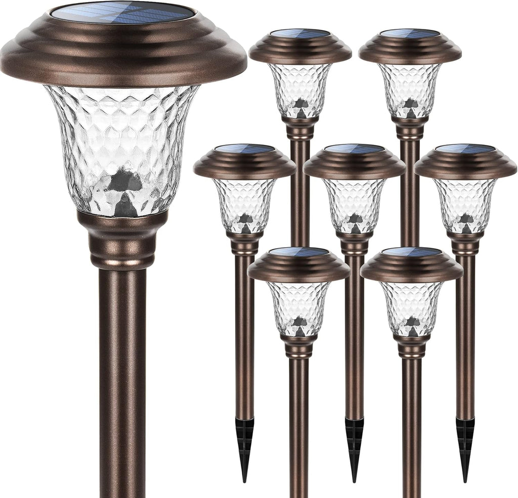 8 Pack Solar Pathway Lights Warm White Brown B7591