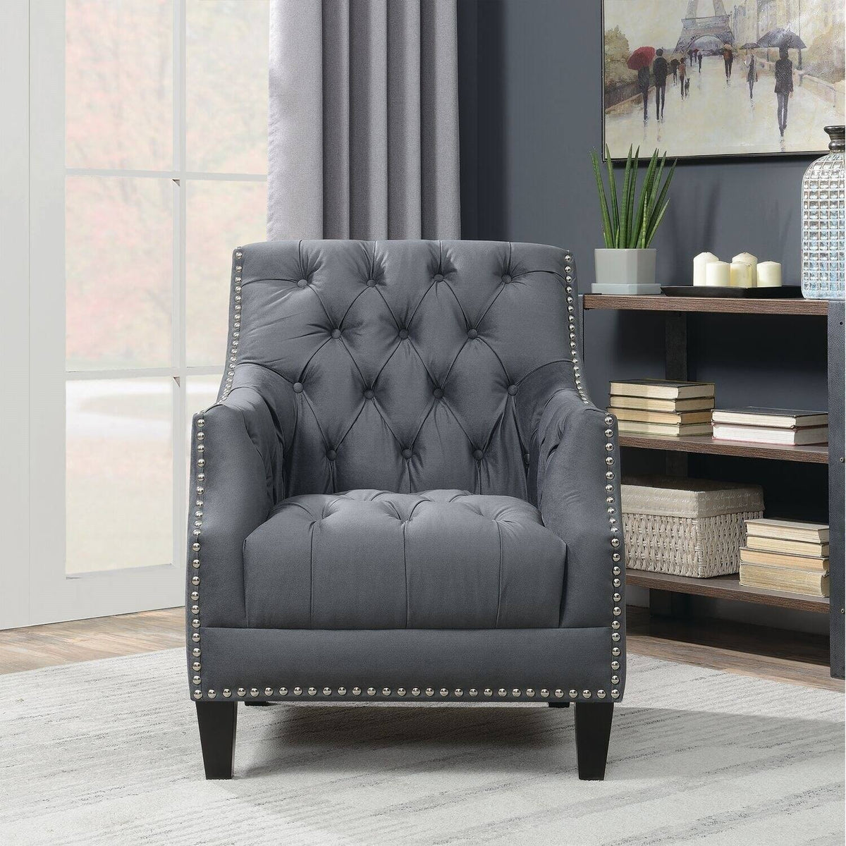 Tufted Accent Chair with Nail Trim K538