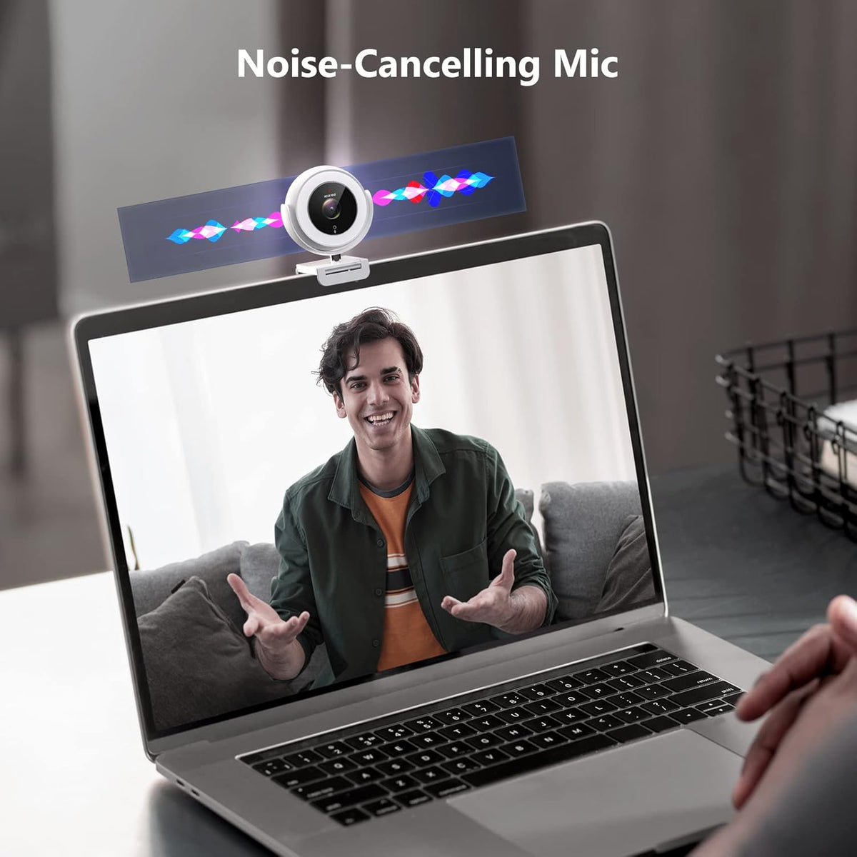 1080P Zoomable Webcam with Remote Control, Privacy Cover, White N519351
