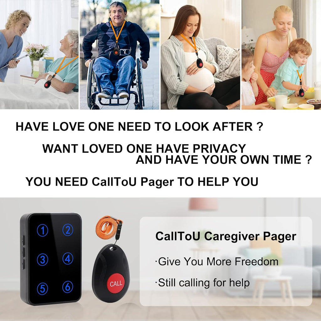 Wireless Caregiver Pager with 3 Number Display Plug-in Receiver 6 Transmitters A970