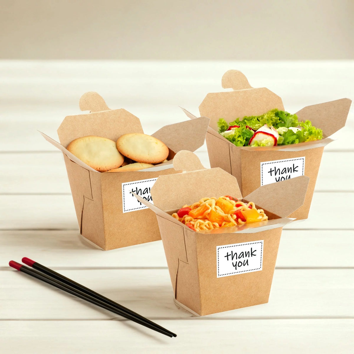 60 Pack 16oz Kraft Paper Take Out Food Containers W91534