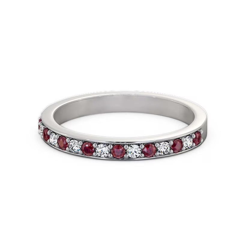 14K White Gold Diamond Ruby Half Eternity Band Z89890
