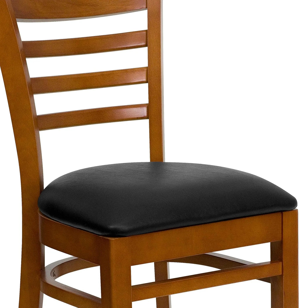 Black Vinyl Seat Ladder Back Chair D8311