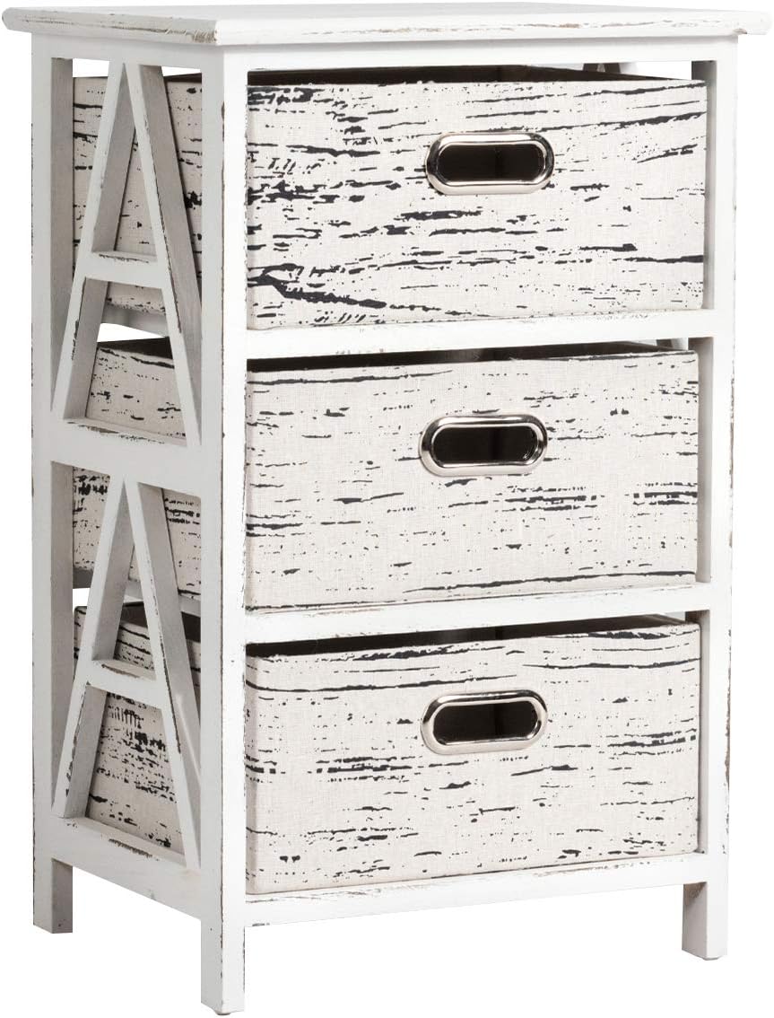 3 Fabrics Storage Drawer Units with Wood Frame O100224