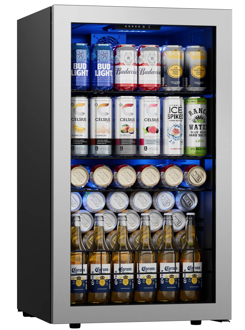 Beverage Refrigerator Cooler 102-140 Can Freestanding Mini Fridge with Glass Door F1949