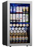 Beverage Refrigerator Cooler 102-140 Can Freestanding Mini Fridge with Glass Door F1949