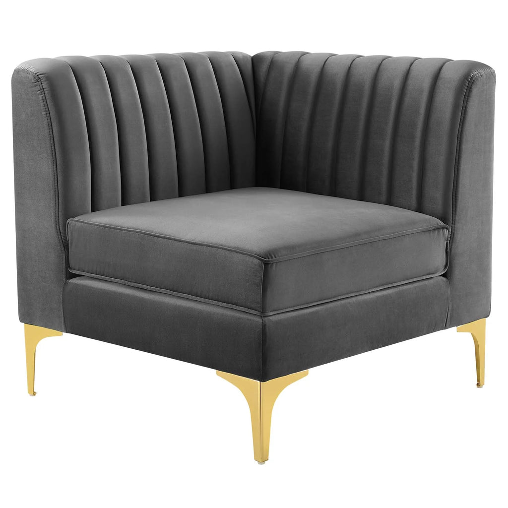 Gray Velvet 8-Piece Sectional Sofa Z130685