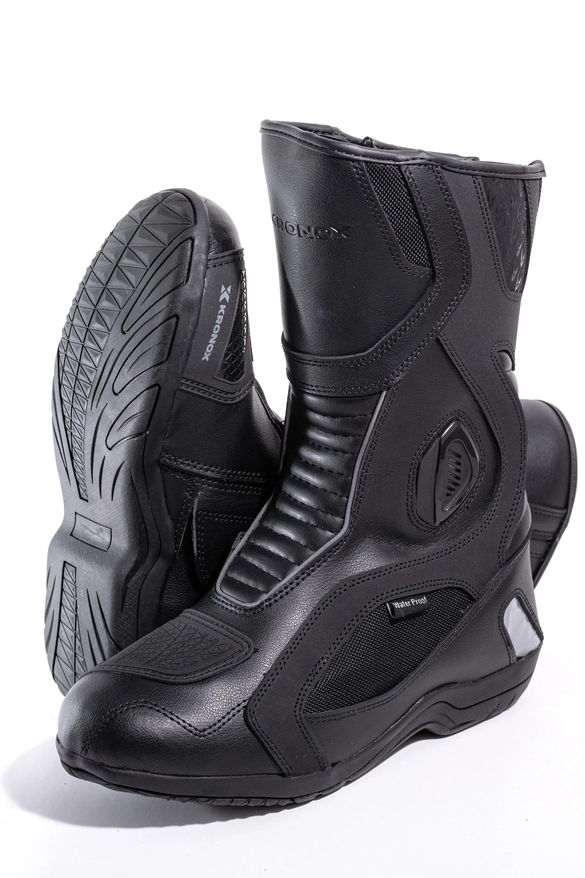 Black Synthetic & Real Leather Motorcycle Touring Boots Size 11 H86435