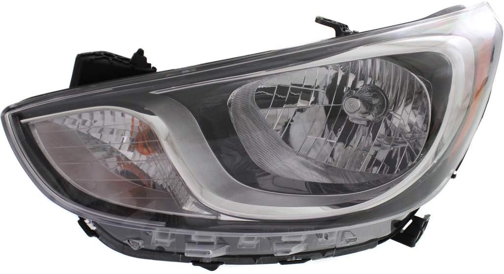 Hyundai Accent Headlight 2012 2013 2014 2015 Pair Black Housing O973