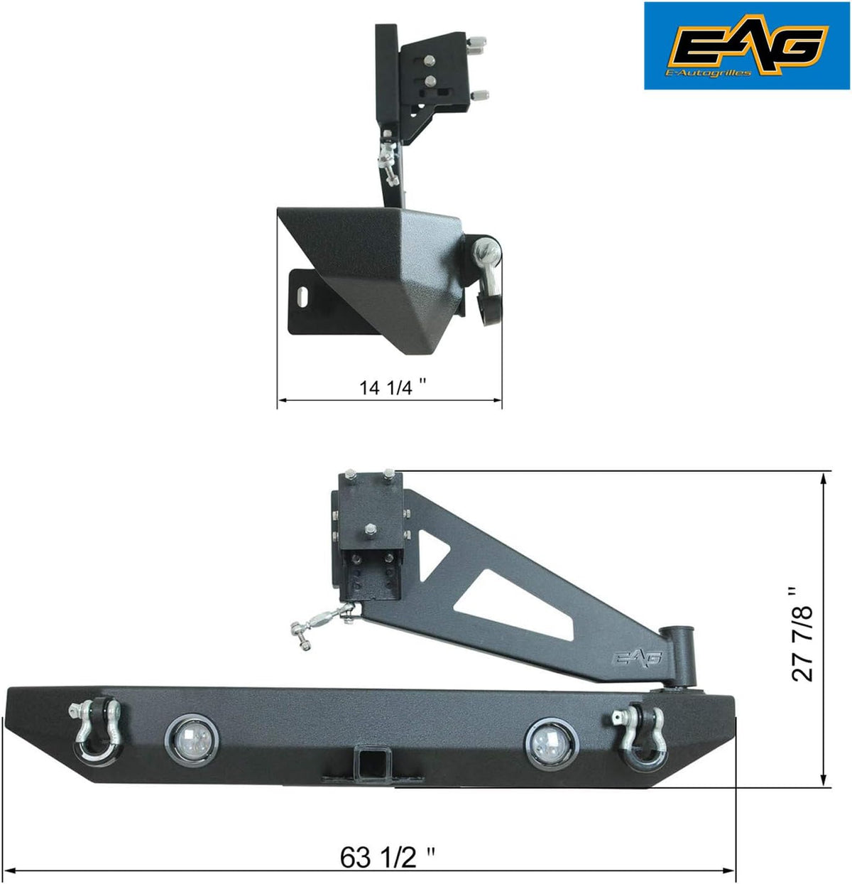 Compatible with JK Rear Bumper with Tire Carrier X190
