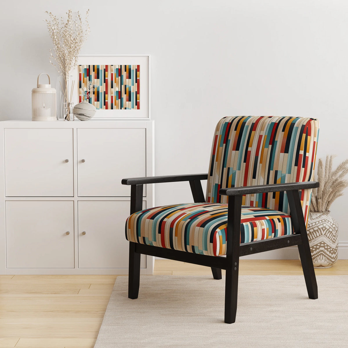 Upholstered Accent Chair and Striped Arm Chair Z662132