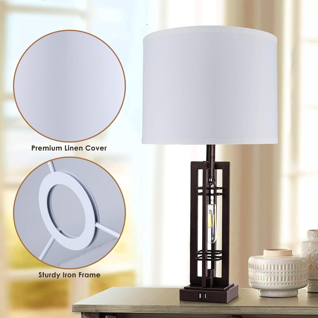 Large White Fabric Linen Lampshade Set of 2 X892
