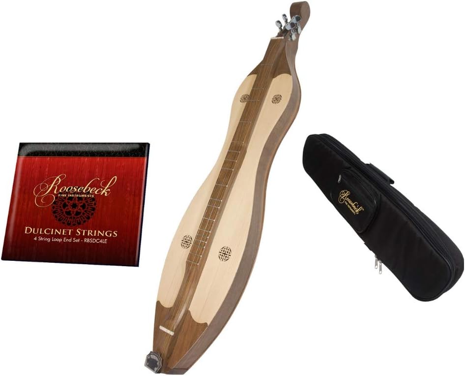 Mountain Dulcimer 4-String Vaulted Spruce Knotwork Walnut with Gig Bag Case and Replacement Strings X259702