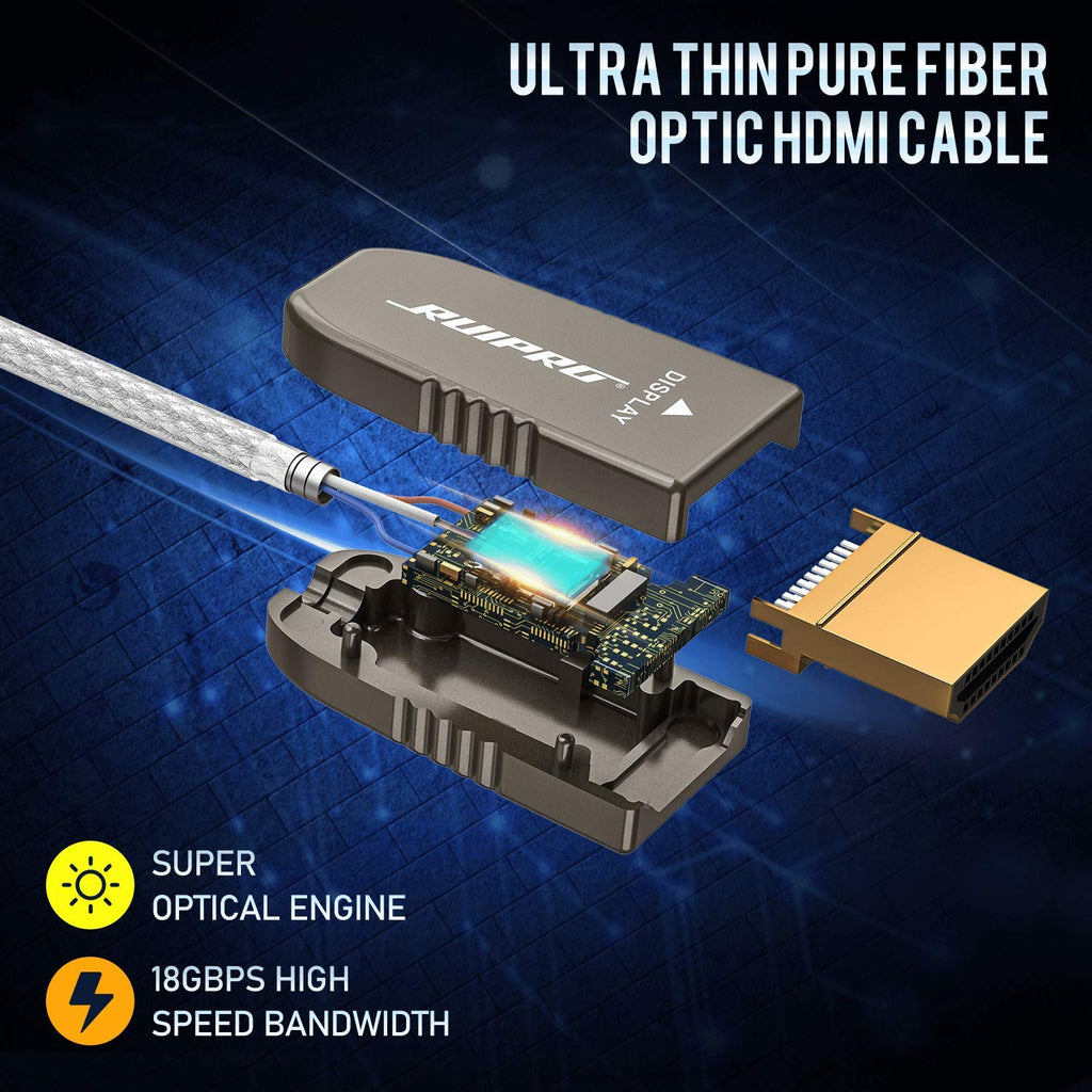 Fiber Optic HDMI Cable 50 Feet 4K60Hz 18Gbps HDR10 ARC O64098