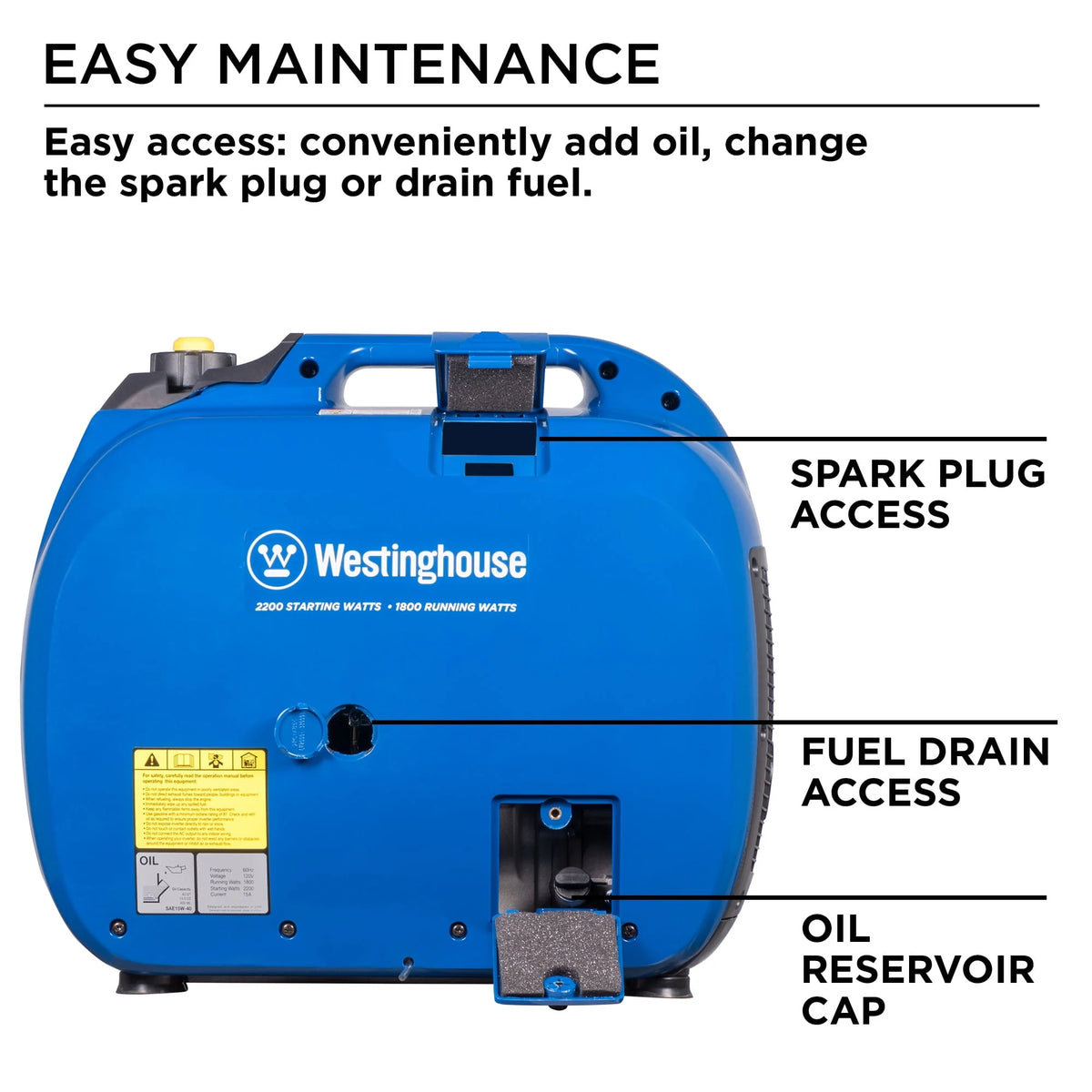 Portable Inverter Generator 1800 Rated Watts 2200 Peak Watts F763343