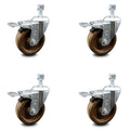 4 inch High Temp Phenolic Swivel Caster Set with Total Lock Brake X64869
