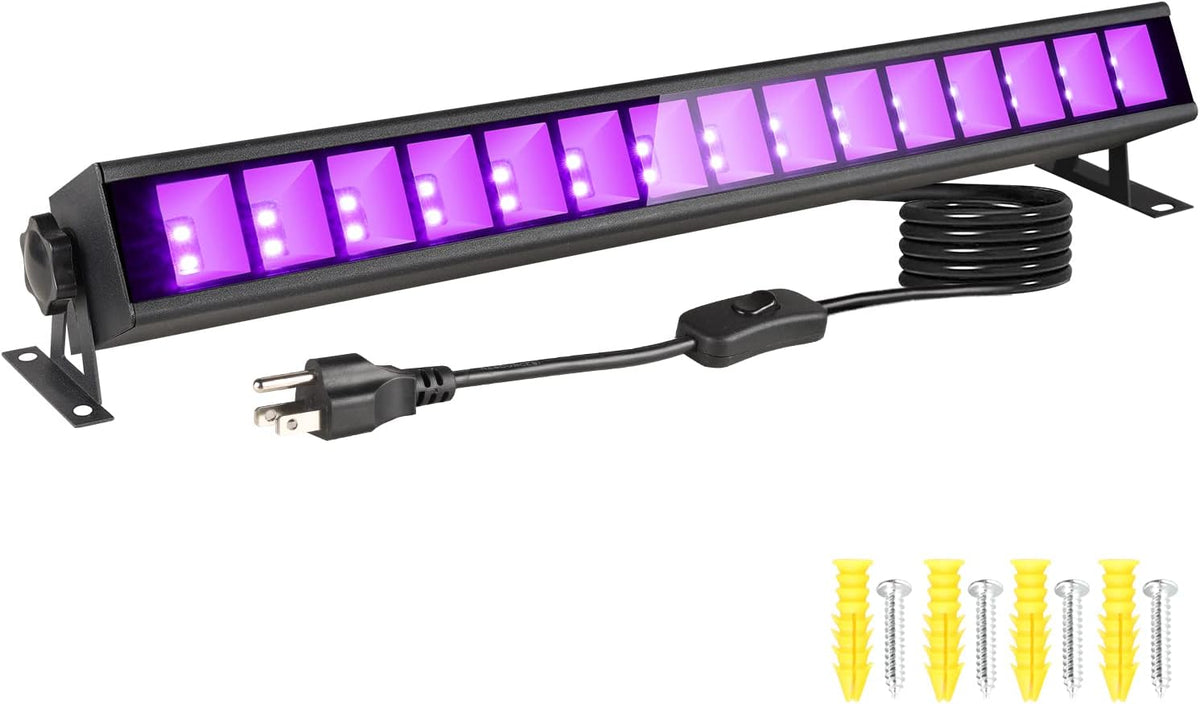 4 Pack 30W Black Light Bar with Switch, Plug and 5ft Cable T392