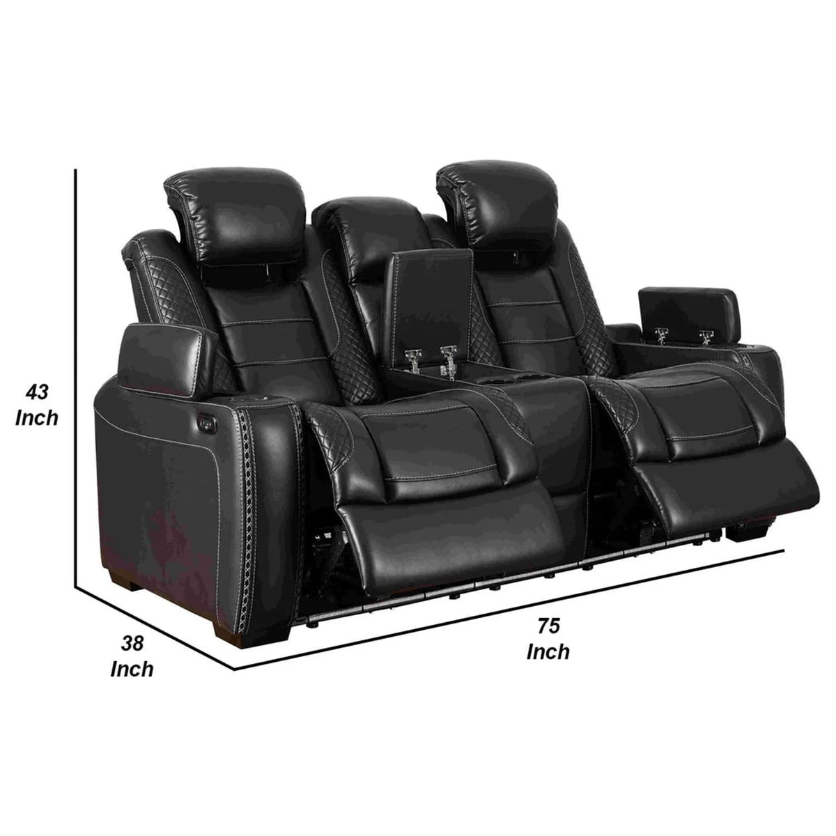 Black Power Recliner Loveseat with Console X94276