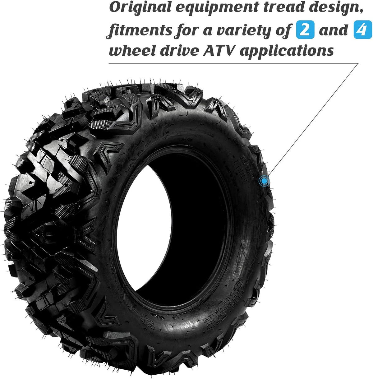 Set of 2 25x10-12 ATV UTV Tires All-Terrain 6 Ply Tubeless M650956