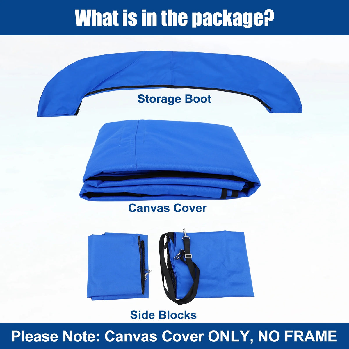 600D 3 Bow 6'L x 46"H x 67"-72"W Bimini Top Canvas Cover with Detachable Side Blocks Storage Blue O329