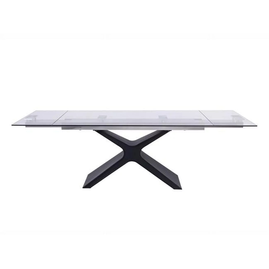 Glass & Black Extendable Rectangular Dining Table F624762