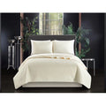 Beige King 7 Piece Quilt Set with Sheet Set and Pillow Shams K148