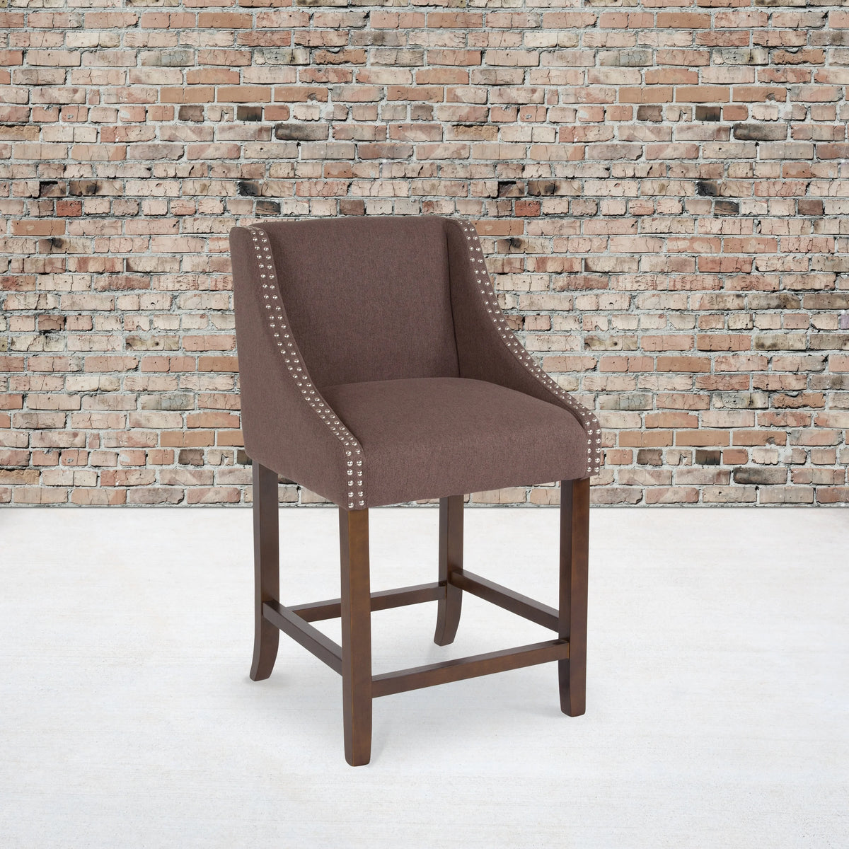 Walnut Counter Height Stool with Faux Leather M2459