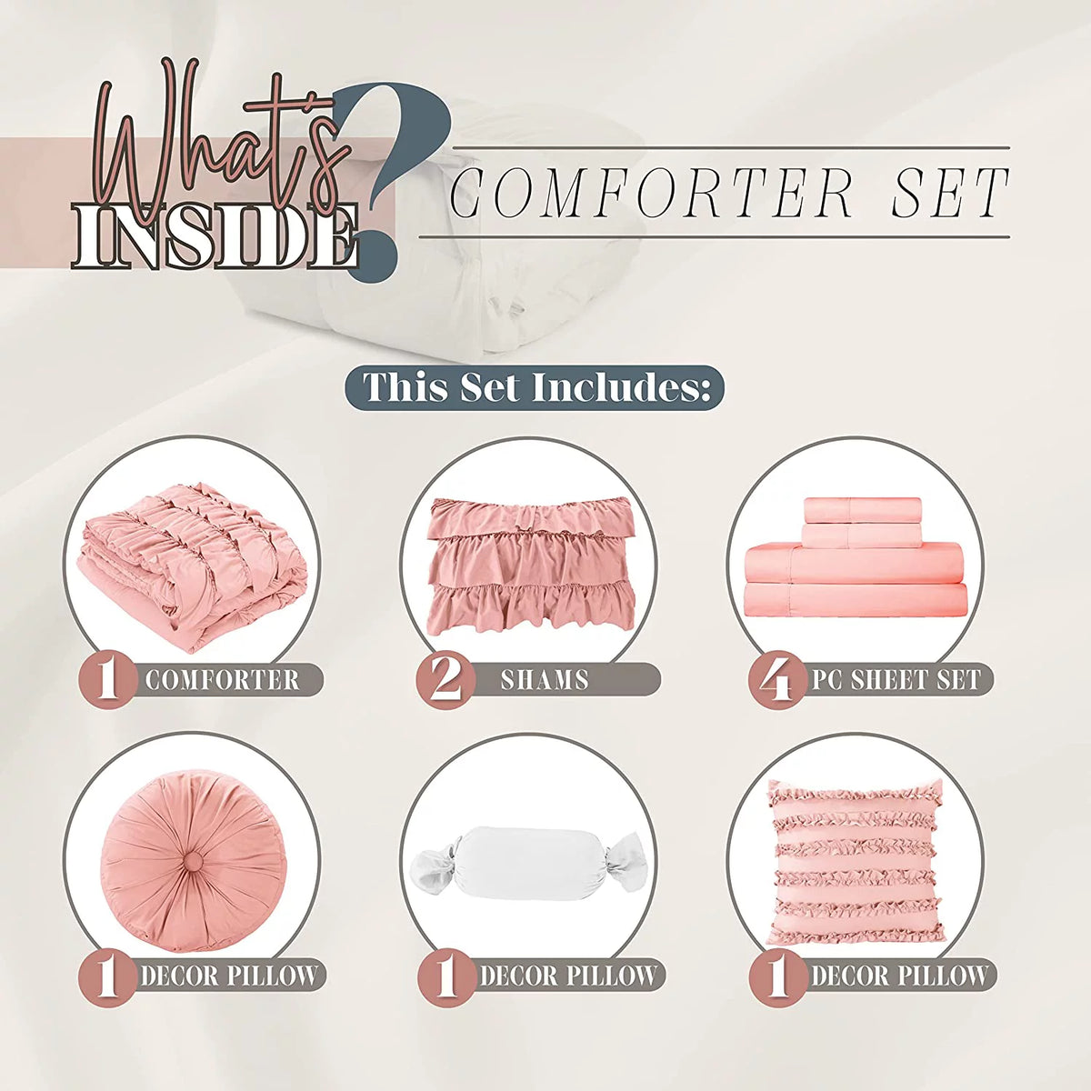 10-Piece Full/Queen Bed-in-a-Bag with Decorative Pillows O416