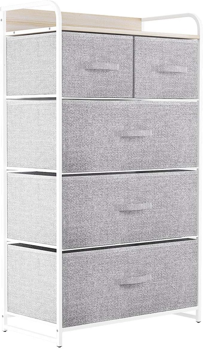Fabric Dresser with 5 Drawers, Dark Grey M91135