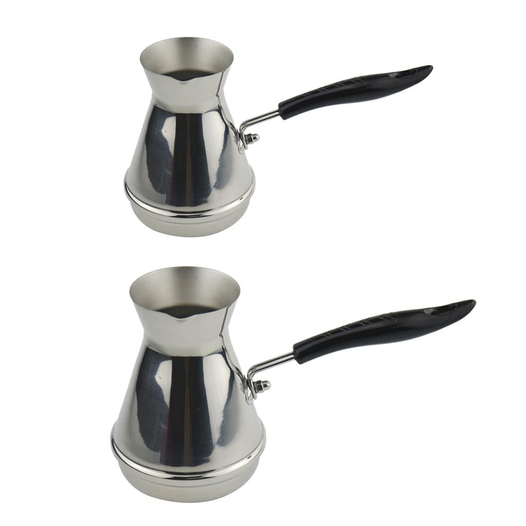 2 Pcs Stainless Steel Turkish Coffee Pot 17oz E836