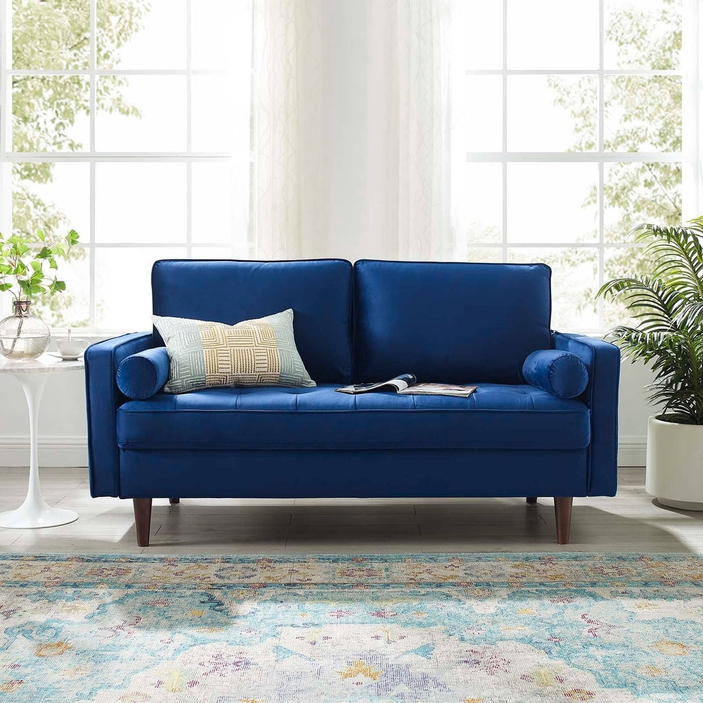 Navy Performance Velvet Loveseat Z8741