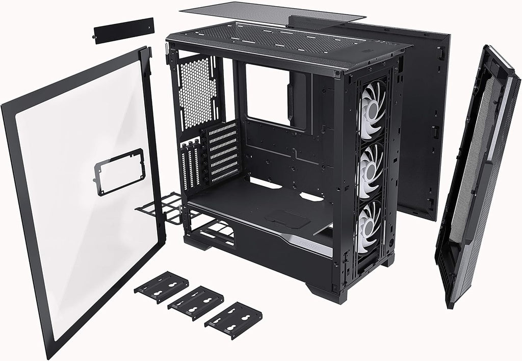 Black ATX Mid-Tower Case with Tempered Glass P1048