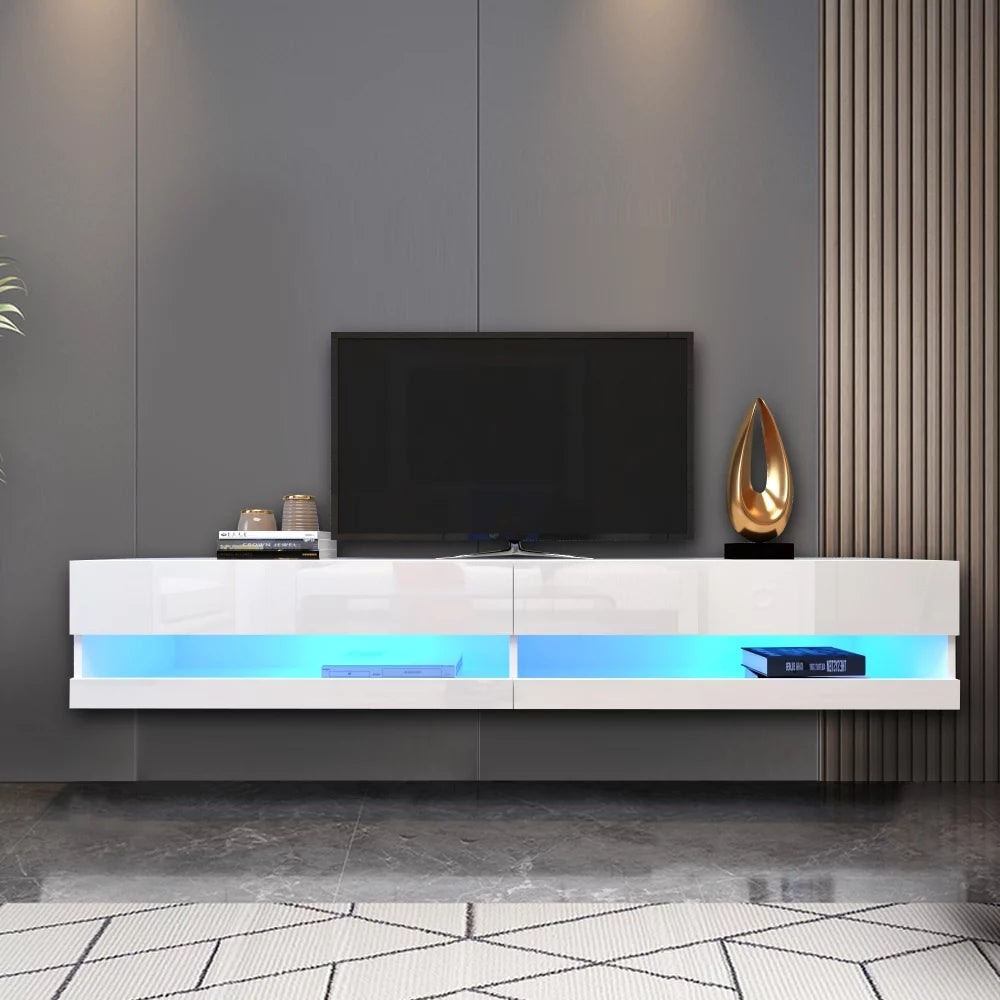 Wall Mounted Floating 80" TV Stand with 20 Color LEDs White A729639
