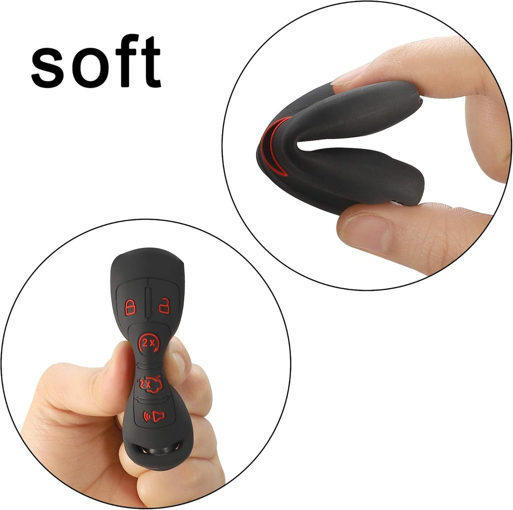 2Pcs Silicone Smart Key Fobs Remote Covers Case (Black) D66830