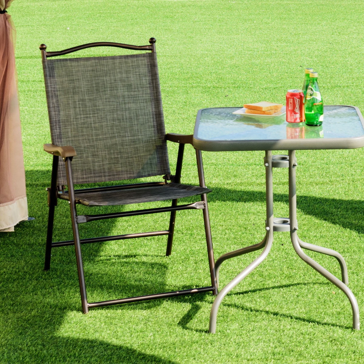 Set of 2 Black Folding Sling Back Chairs I9070