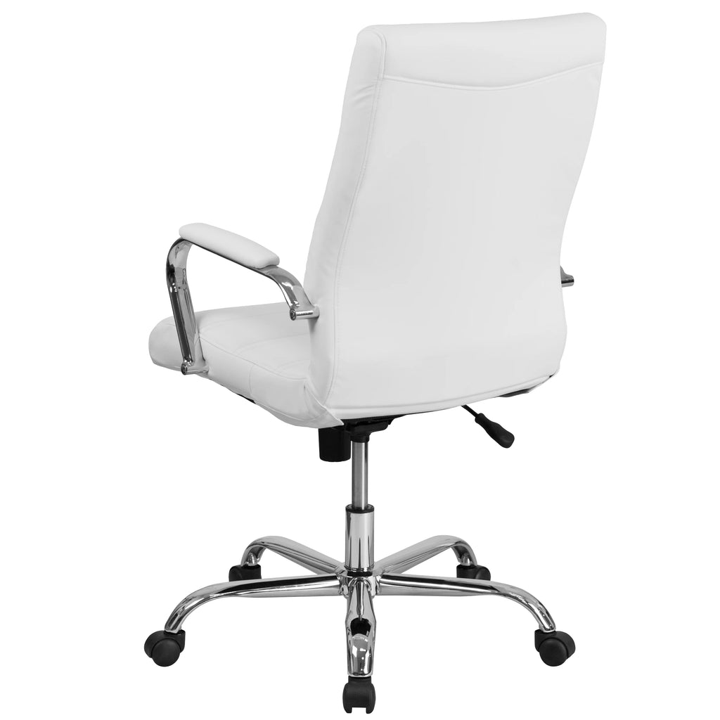 White High Back Executive Swivel Office Chair with Chrome Arms O6522