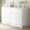 Queen Size White Murphy Bed Cabinet with USB Charging Station H88631