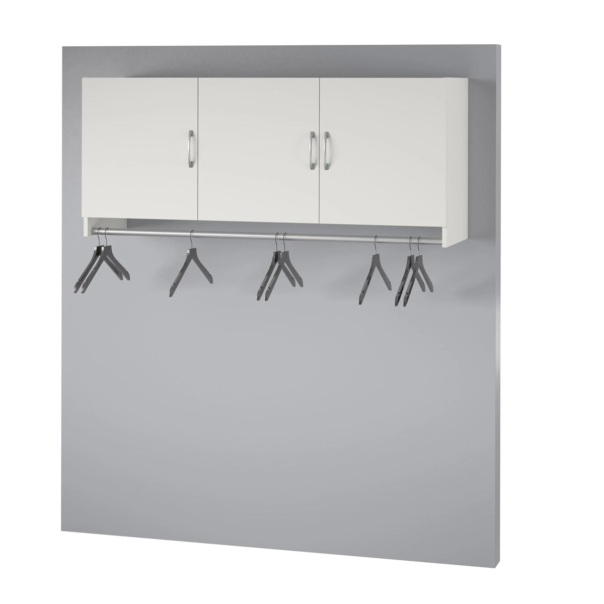 White 3 Door Wall Cabinet with Hanging Rod R9404