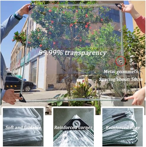 Clear Waterproof Tarpaulin with Grommets, 0.35mm, 3 * 4M P2877