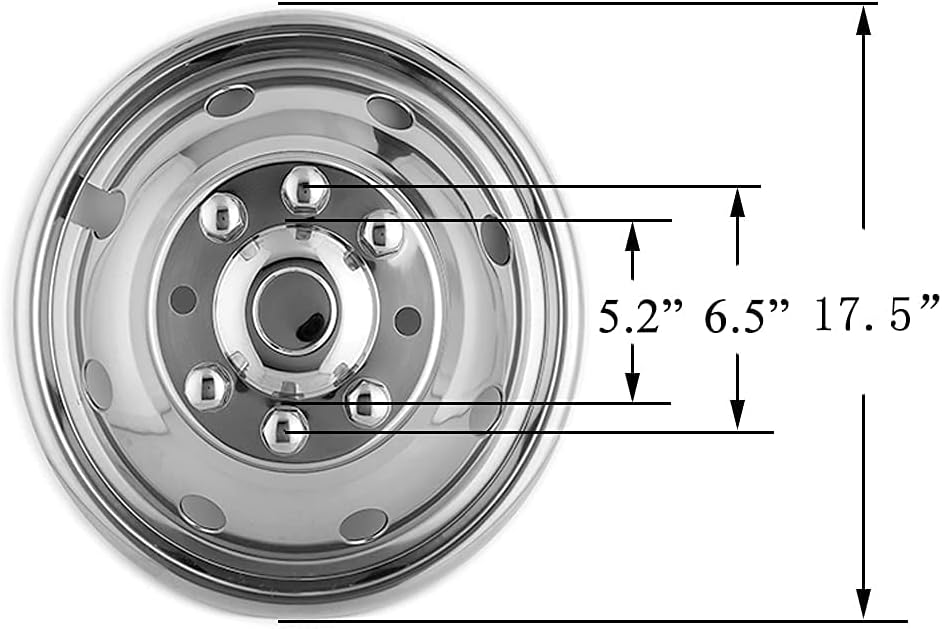 16 Polished Stainless Steel 8 Lug Dually Wheel Simulators D84021
