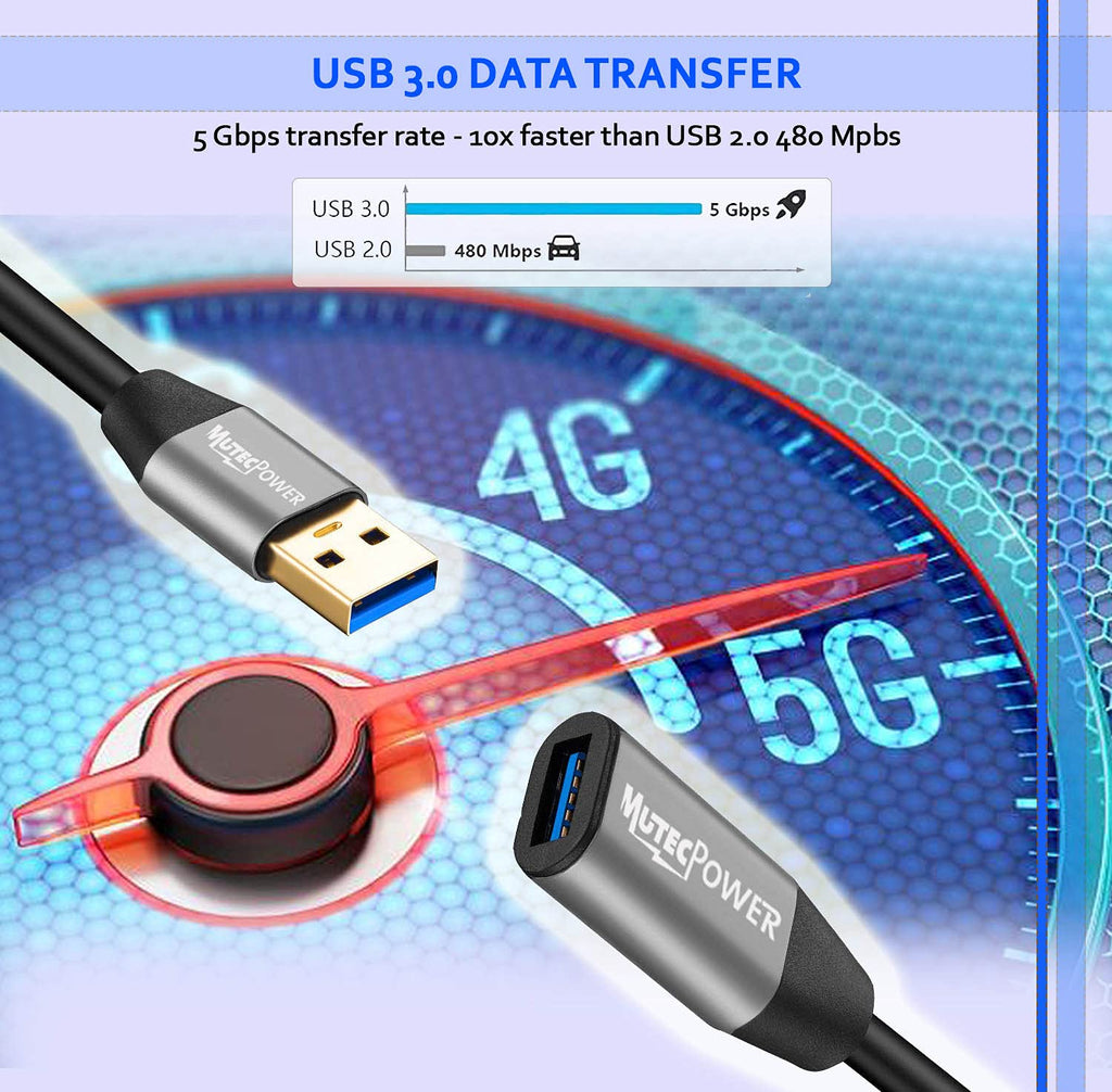 Black 50 Feet Active USB 3.0 Male to Female Extension Cable with 2 Boosters Z558238