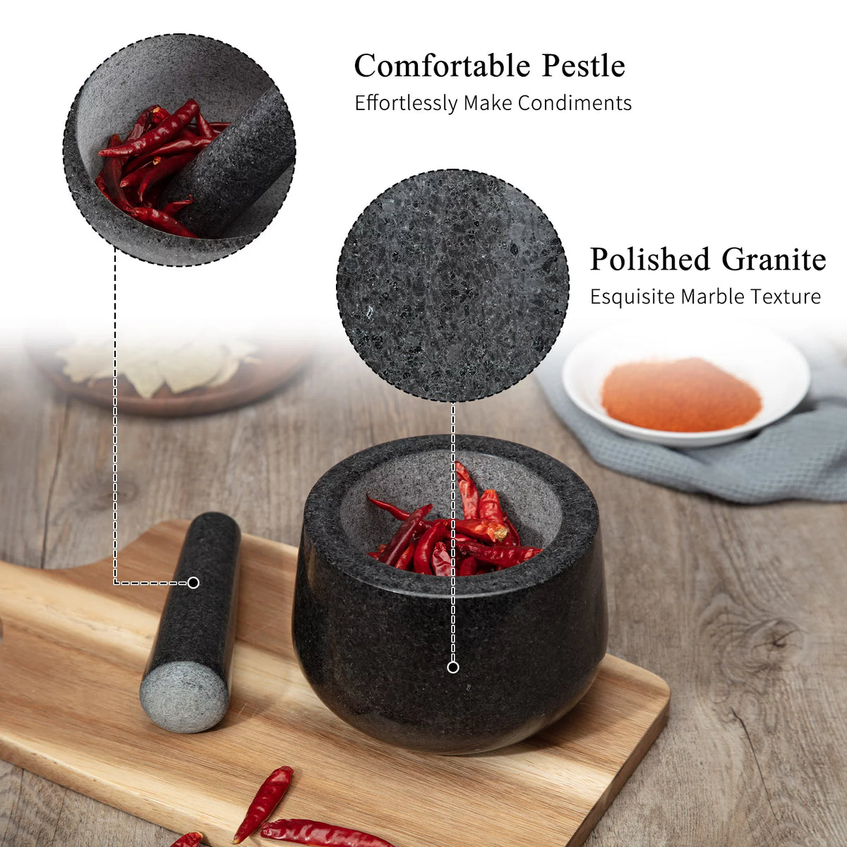 Heavy Duty Polished Stone Mortar and Pestle V13010
