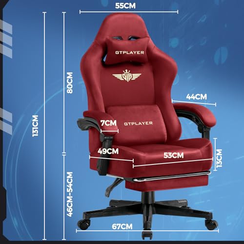 Black Fabric Ergonomic Gaming Chair with Footrest O816