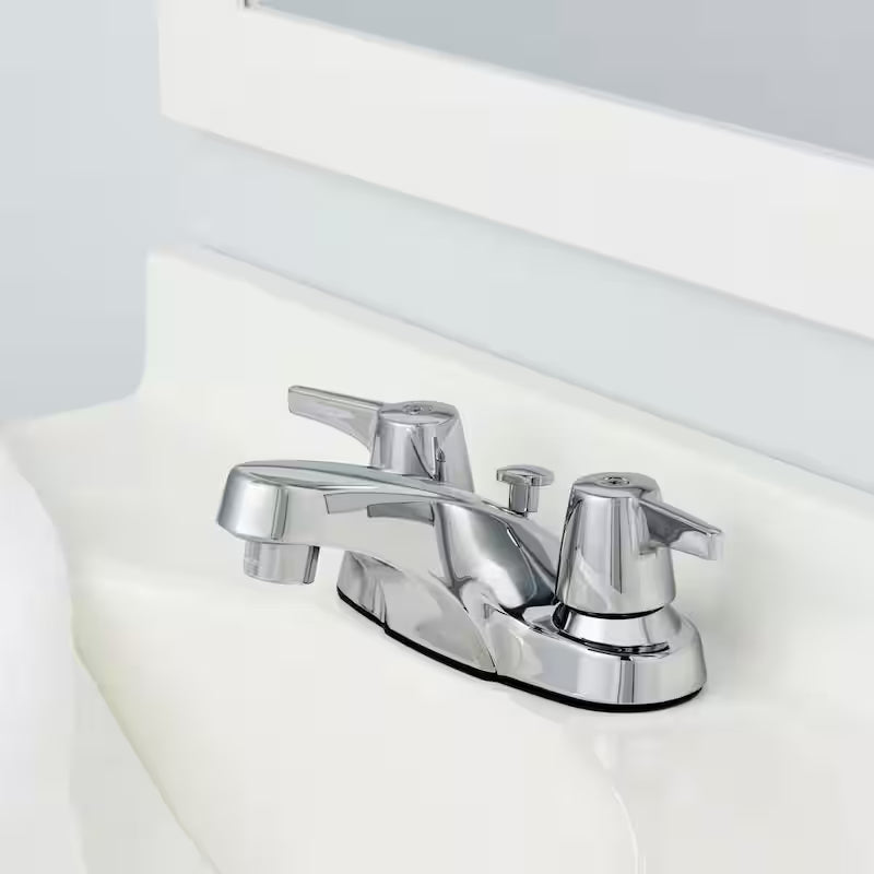 2-Handle Low-Arc Bathroom Faucet with Pop-Up Drain in Chrome E66282