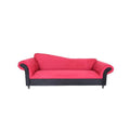 Red Velvet & Black Settee Sofa U342