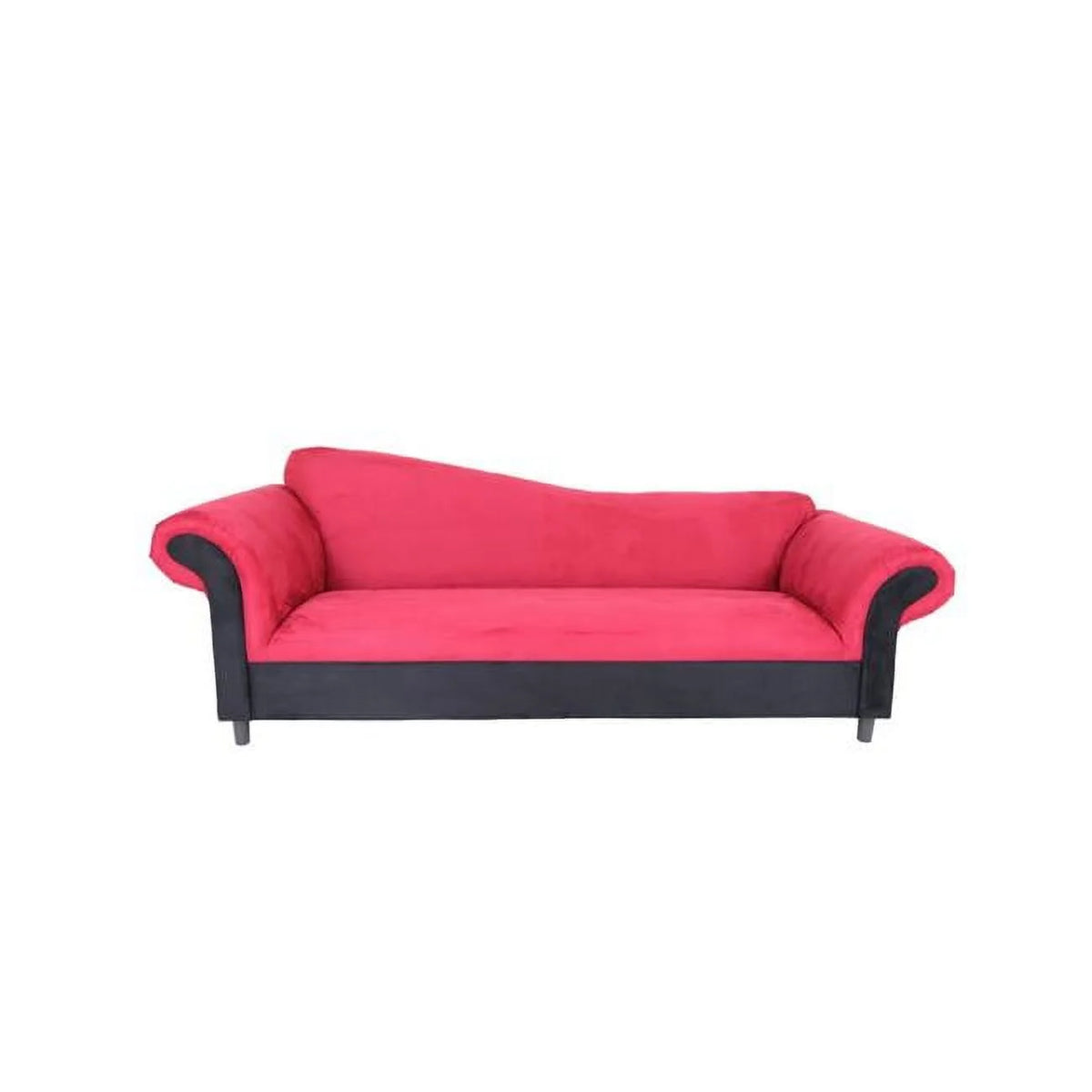 Red Velvet & Black Settee Sofa U342