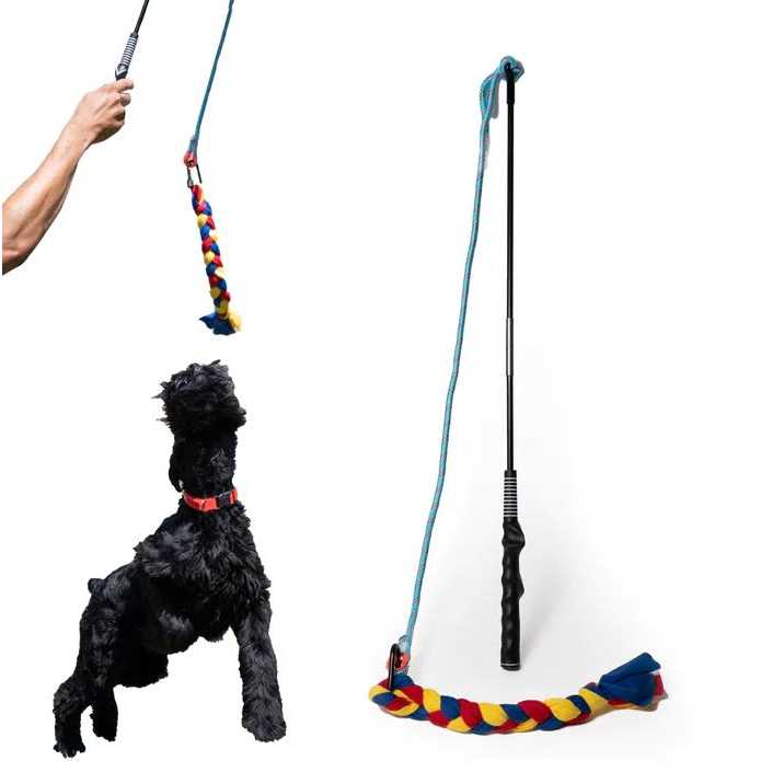 Interactive Flirt Pole Dog Toy with Fleece Rope Tether G2750
