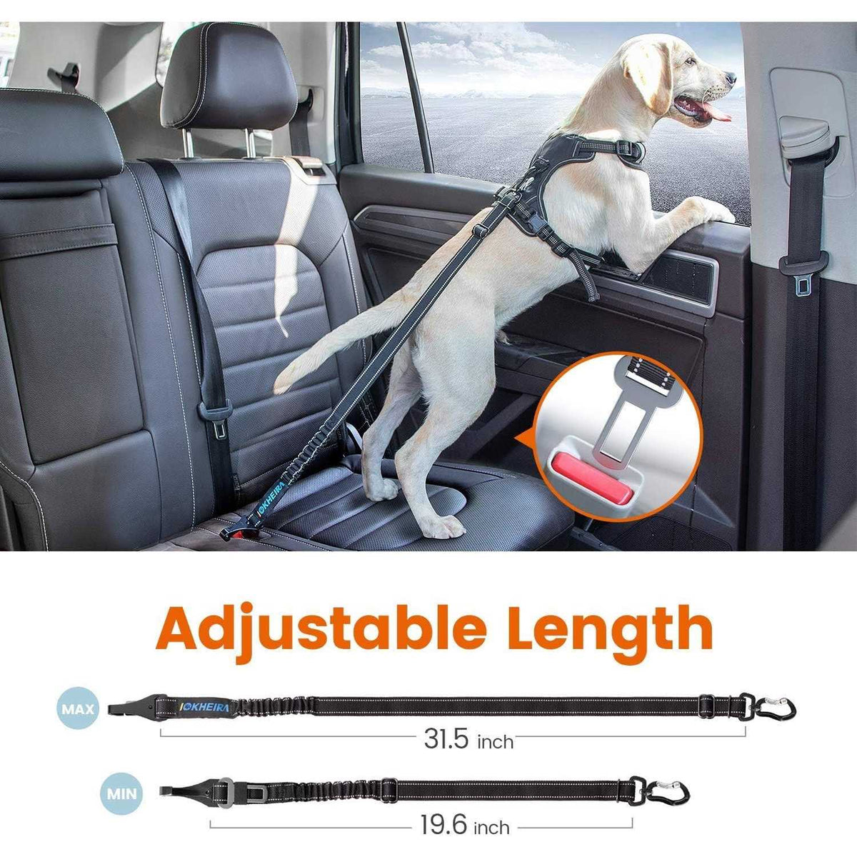 Dog Seat Belt Car Harness Reflective Bungee Q6665